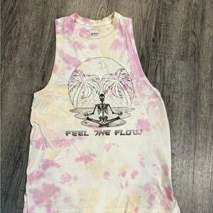 Tie-Dye Tank Top with Graphic Print